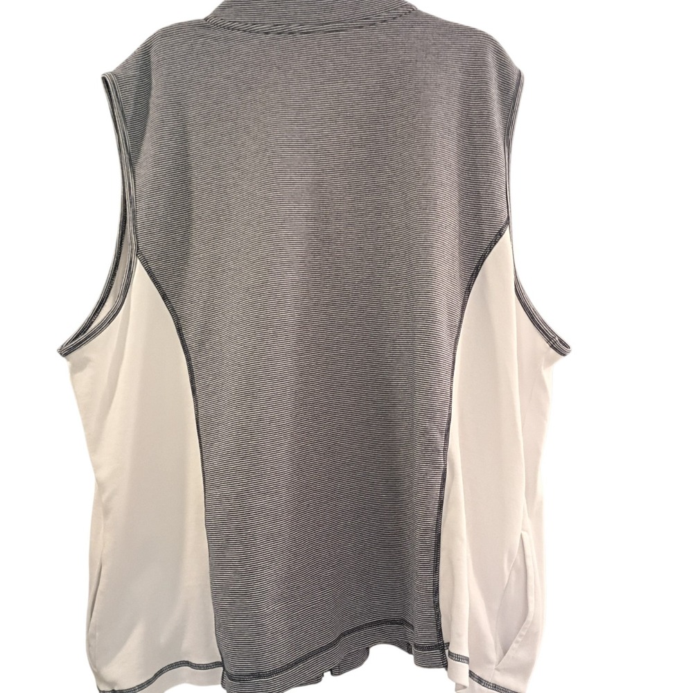 Alfred Dunner Women's XL Full-Zip Golf Vest Navy Blue & White Striped‎ Pockets - Picture 2 of 5